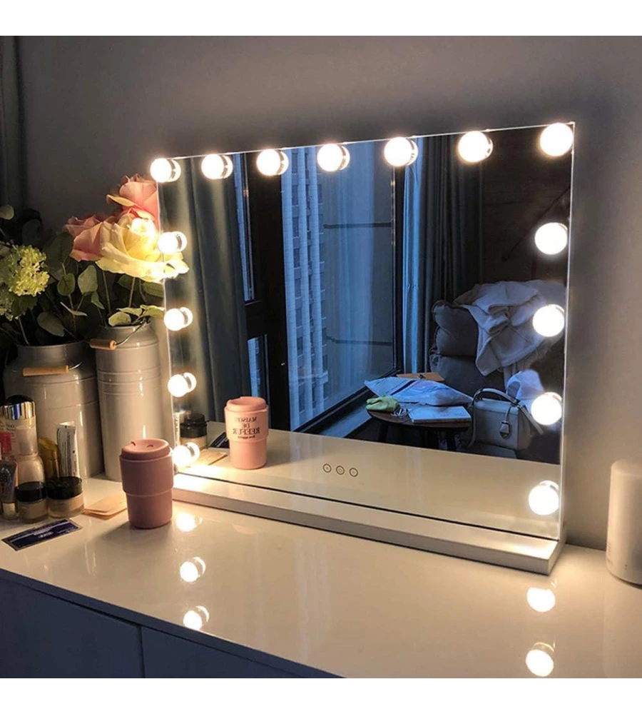 Specchio con luci led bellahome "hollywood", 58x12x48 cm