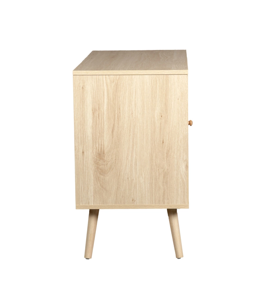 Madia multifunzionale bella home con porta battente in rattan e 2 ripiani 80x39x67 cm