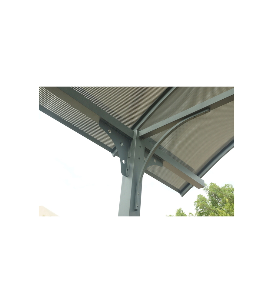 Carport auto in alluminio e policarbonato habrita "car 3676 alcc t" 1 posto 3,59x7,62x3,60 mt