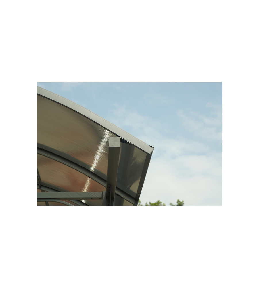 Carport auto in alluminio e policarbonato habrita "car 3676 alcc t" 1 posto 3,59x7,62x3,60 mt