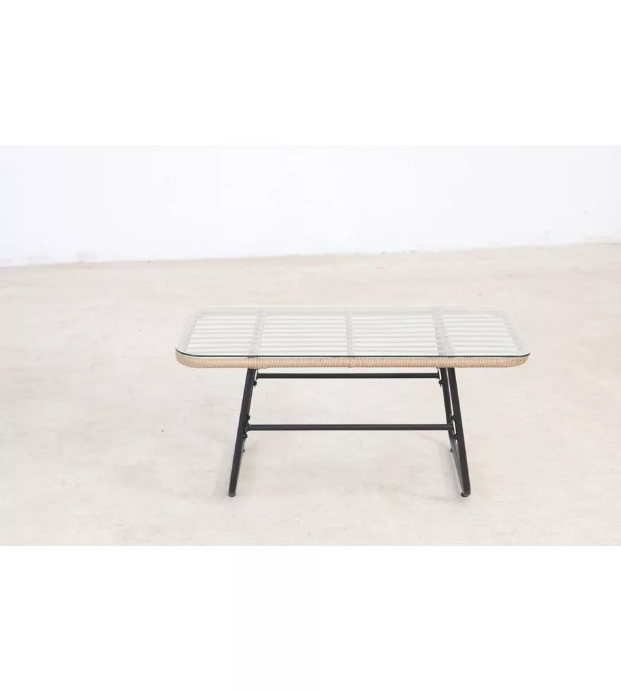 Set da giardino essenza "cebu" in acciaio nero 2 poltrone 1 divano 1 tavolo
