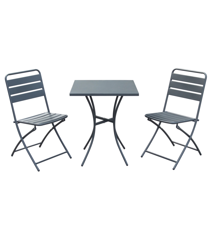 Set da giardino essenza "bistrot" in acciaio antracite 2 sedie 1 tavolo