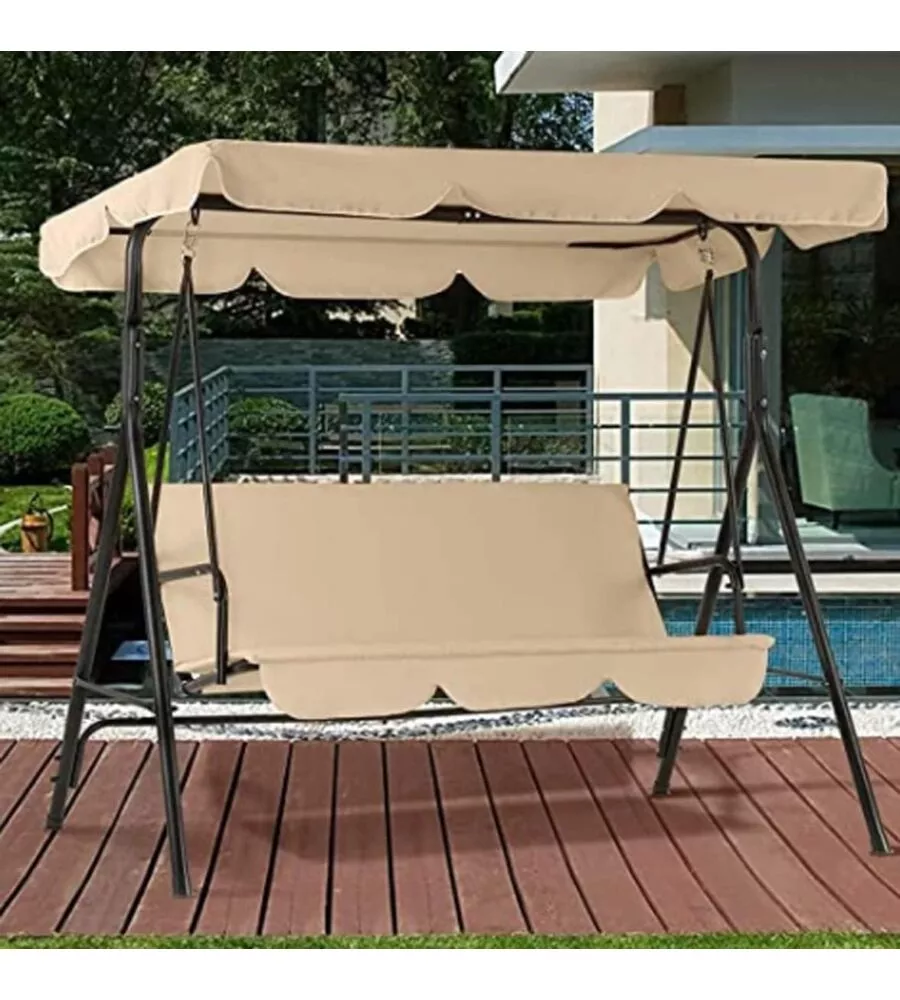 Dondolo da esterno essenza "linear" 3 posti beige 170x110x153 cm