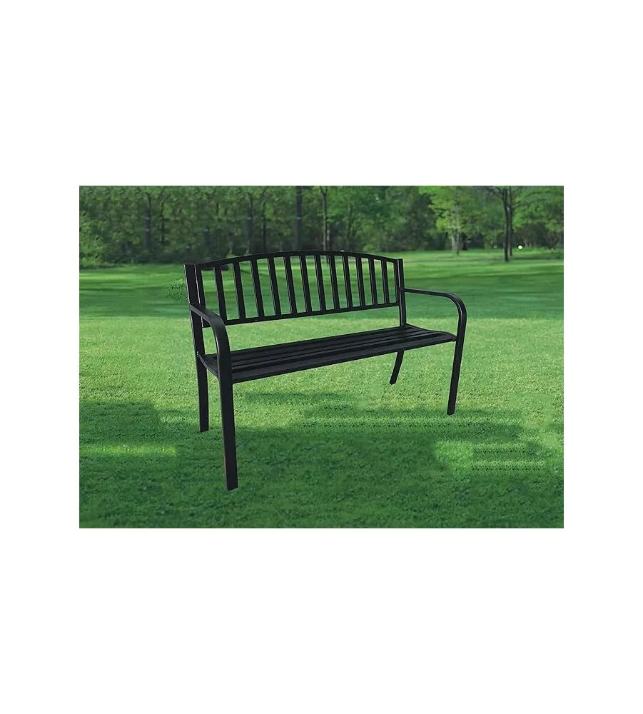 Panchina da giardino essenza "hollywood" in acciaio nero 120x50x75 cm