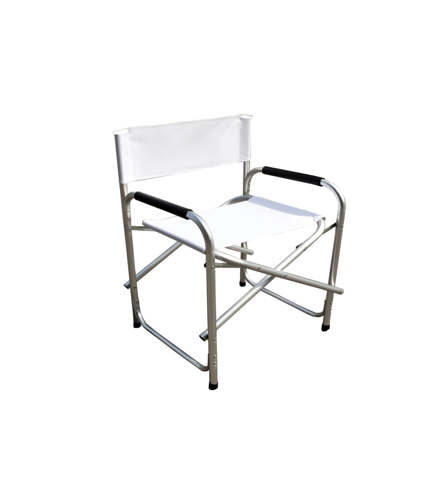 Sedia da giardino essenza "regista" in alluminio e pvc bianca 47x57x79 cm