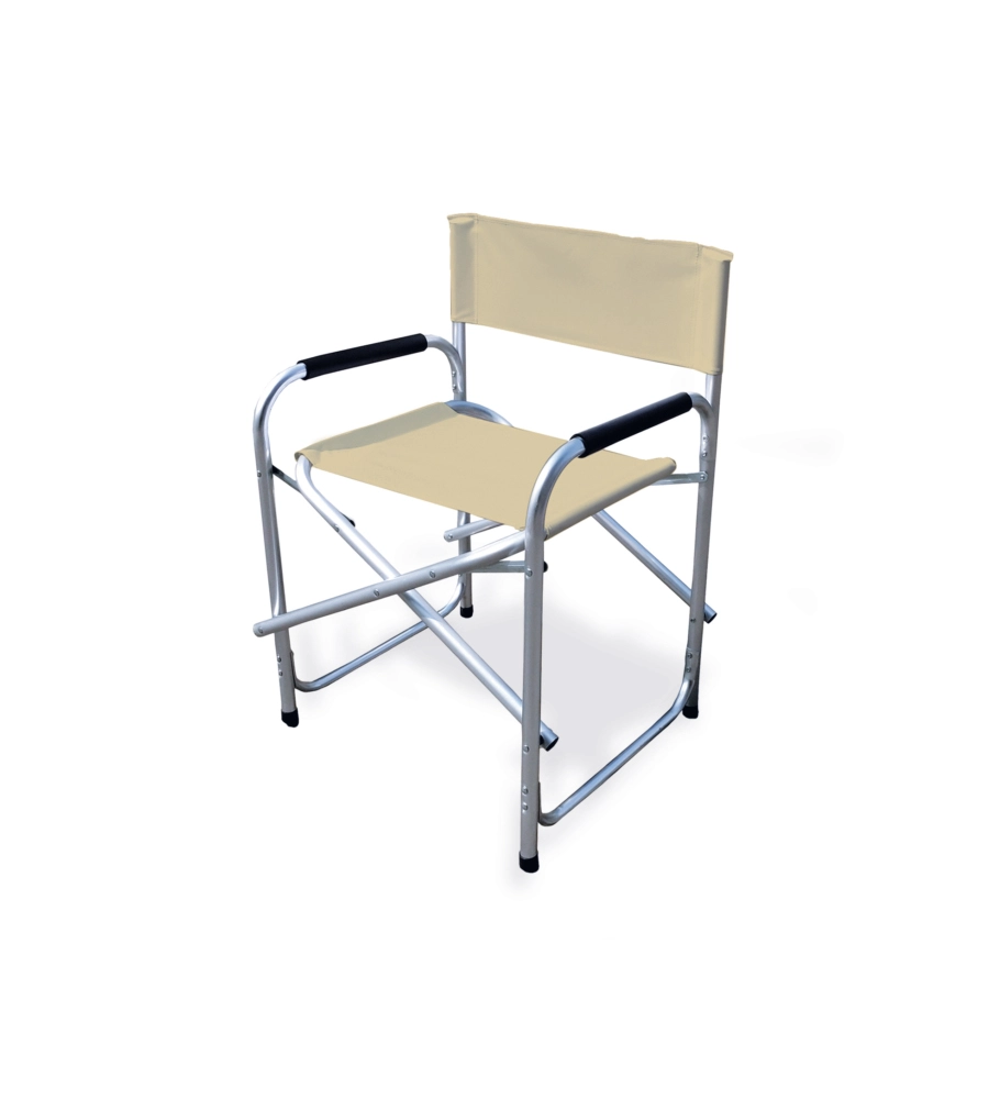 Sedia da giardino essenza "regista" in alluminio e pvc beige 47x57x79 cm