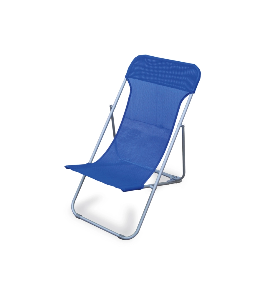 Sdraio da giardino essenza "beach" in acciaio e textilene blu 45x72x70 cm