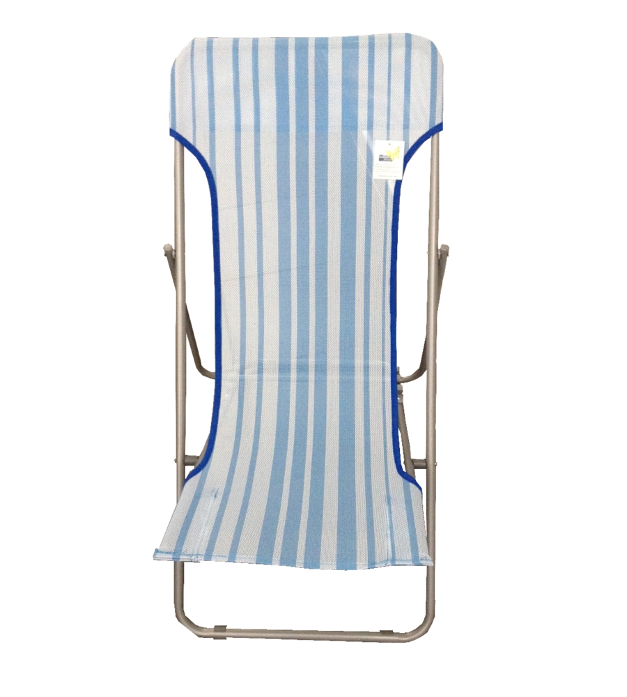 Sdraio da giardino essenza "beach" in acciaio e textilene riga azzurra 45x72x70 cm