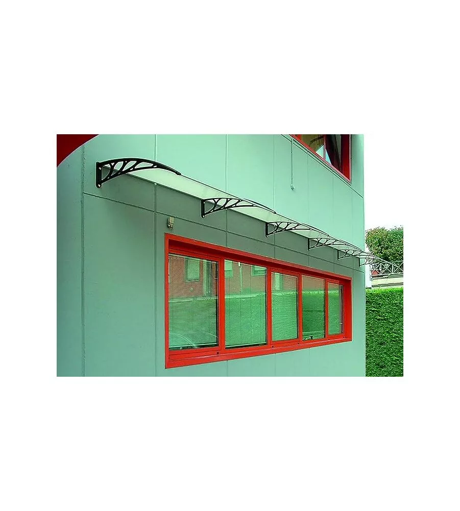 Pensilina in policarbonato sanitano con sgocciolatoio grigio 140x90 cm