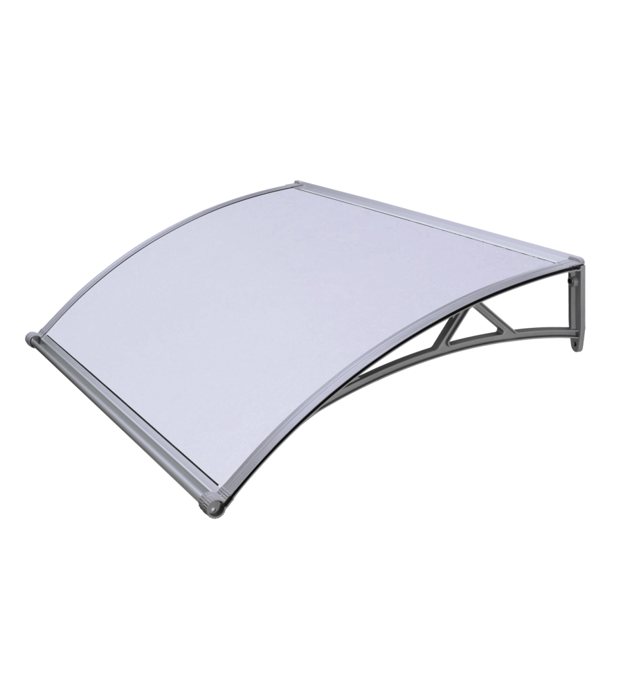 Pensilina in policarbonato sanitano con sgocciolatoio grigio 140x90 cm