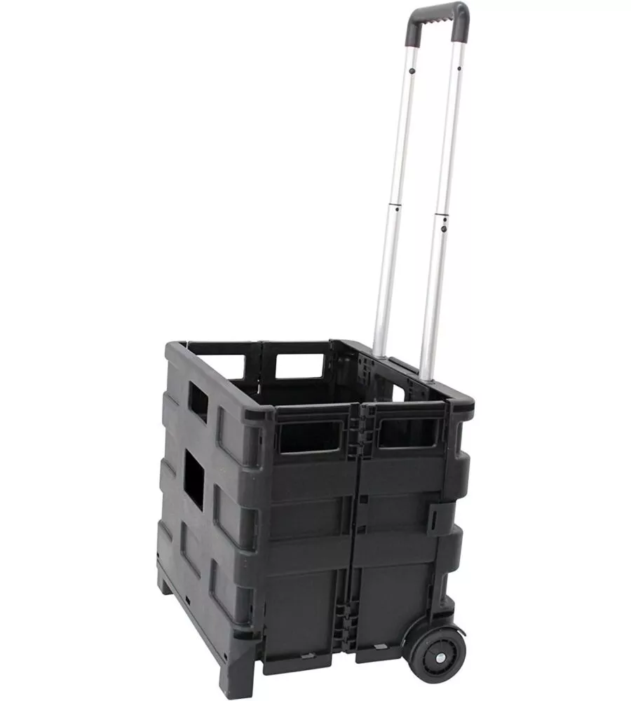 Carrello trasporto con cassa pieghevole portata 25 kg essenza 38x33x87 cm