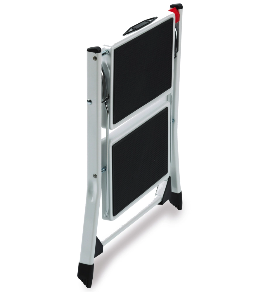 Sgabello salvaspazio in acciaio bianco 2 gradini 50x4x57 cm