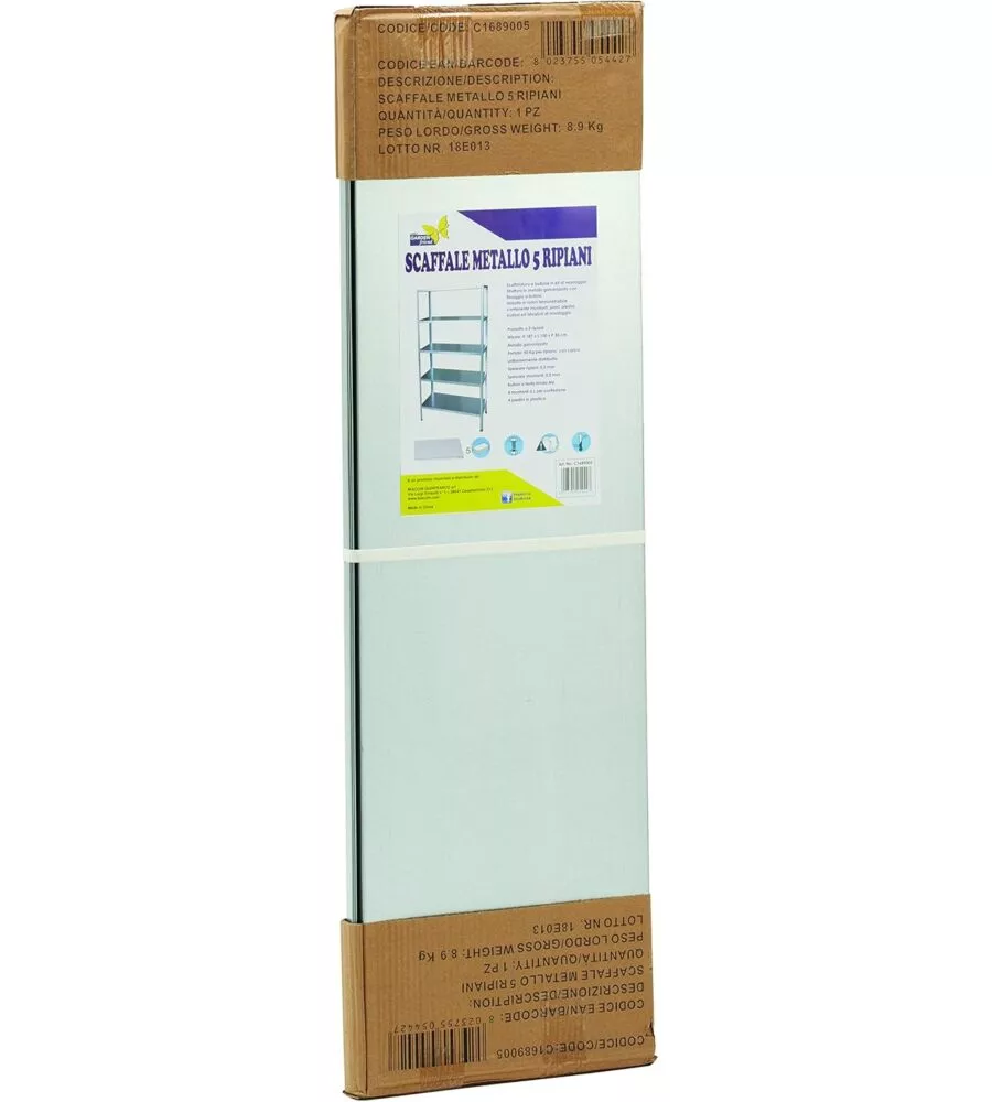 Scaffale essenza in metallo 4 ripiani 75x30x147 cm