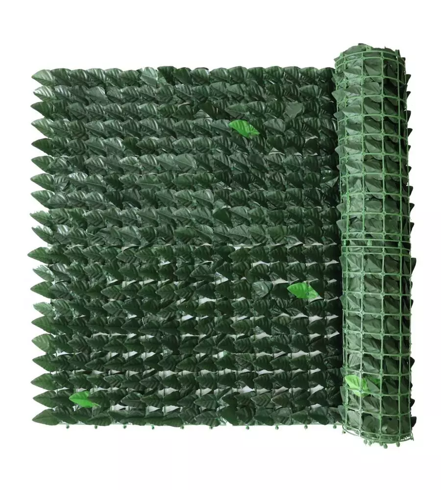 Siepe artificiale essenza in pvc con foglie lauro 300x100 cm