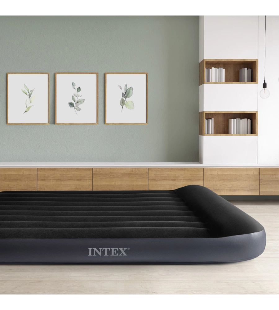 Materasso matrimoniale gonfiabile intex "airbed dura-beam pillow rest classic" blu scuro 152x203x25 cm - cod. 64143