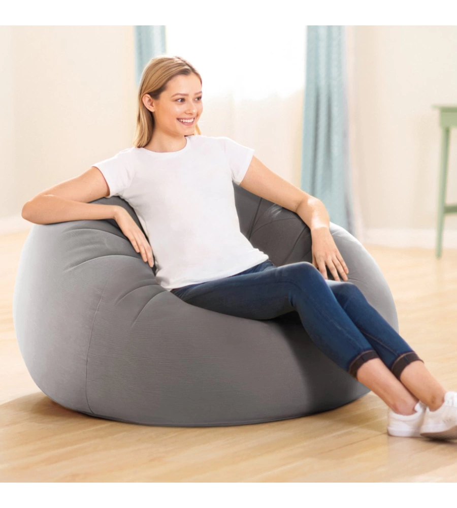 Poltrona sacco gonfiabile intex "beanless bag" grigio 114x114x71 cm - cod. 68579np