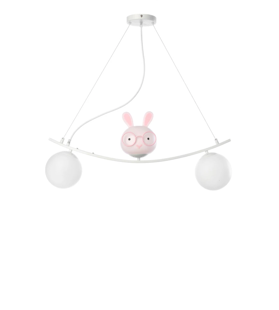 Lampada a sospensione led onli "bunny" 2 luci rosa