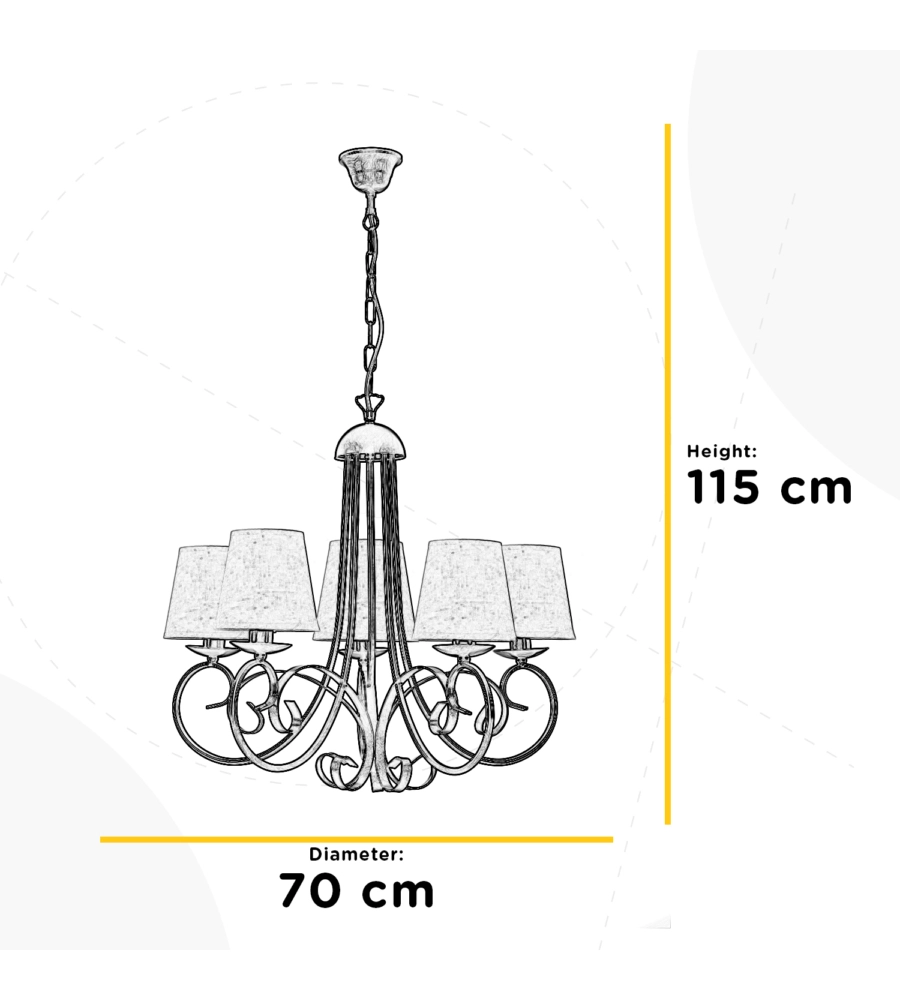 Lampadario onli 'pompei' 5 luci, e14