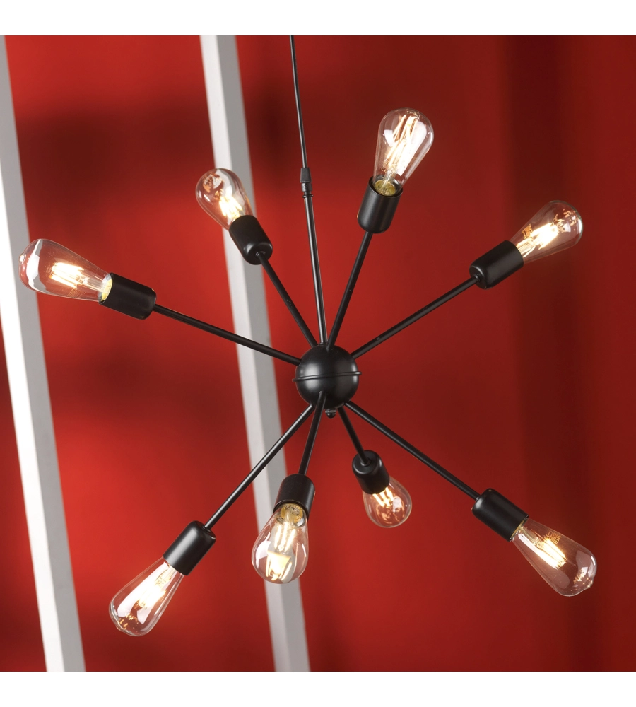 Lampadario onli "satellite"nero 8 luci, e27