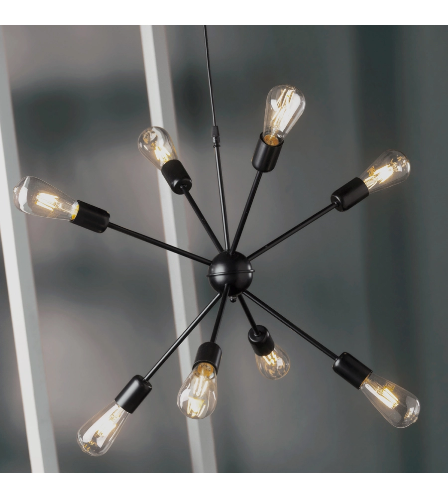 Lampadario onli "satellite"nero 8 luci, e27