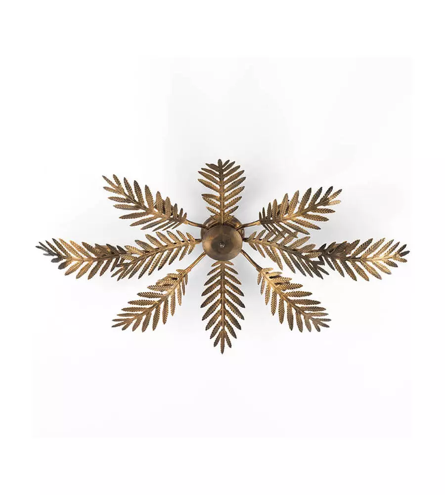 Plafoniera ovale onli "felce" 6 luci bronzo, e27