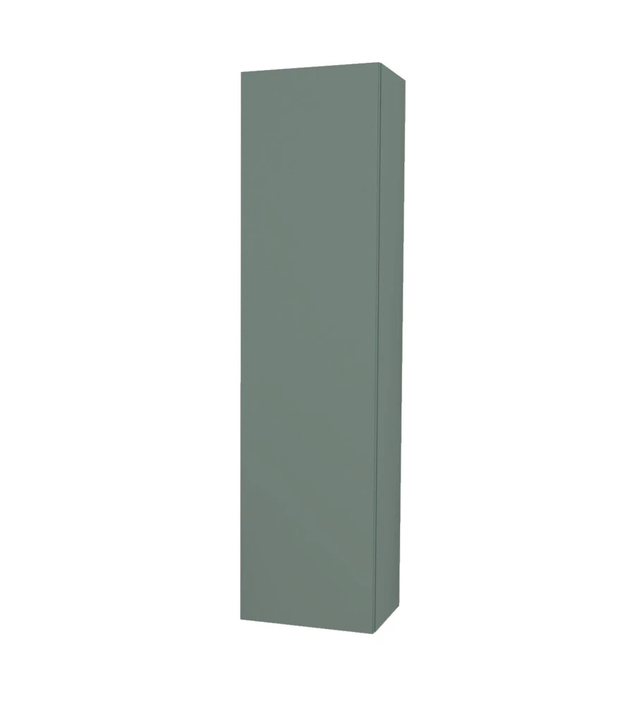 Colonna pensile sospesa decor bagno con 1 anta colore verde salvia, 35x28x138 cm