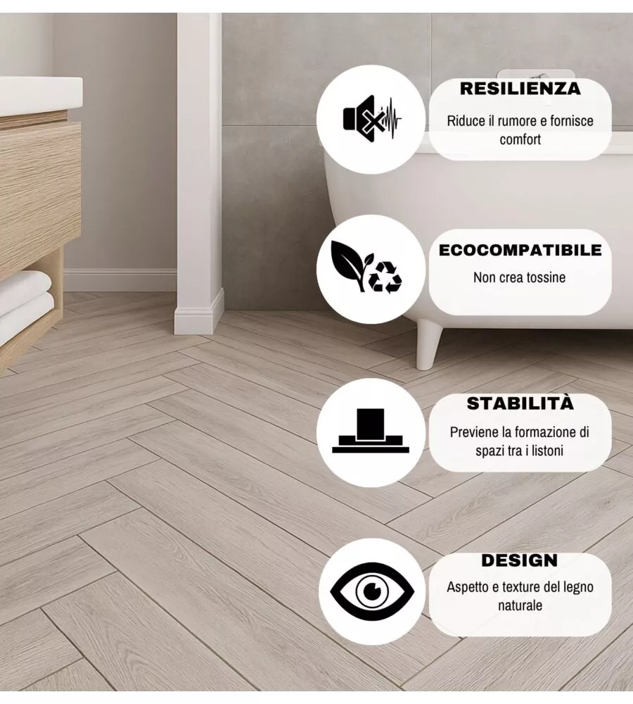 PAVIMENTO IN SPC COSMO 4,5 MM ROVERE SBIANCATO 2,40 M² 179X1220X3,5 CM