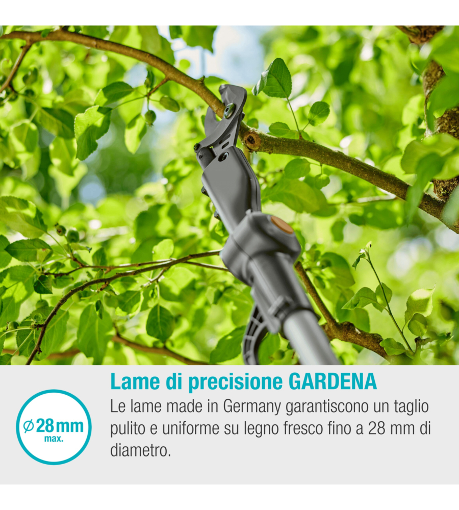 Svettatio telescopico a batteria gardena "highcut 360" taglio 28mm 18v 2ah