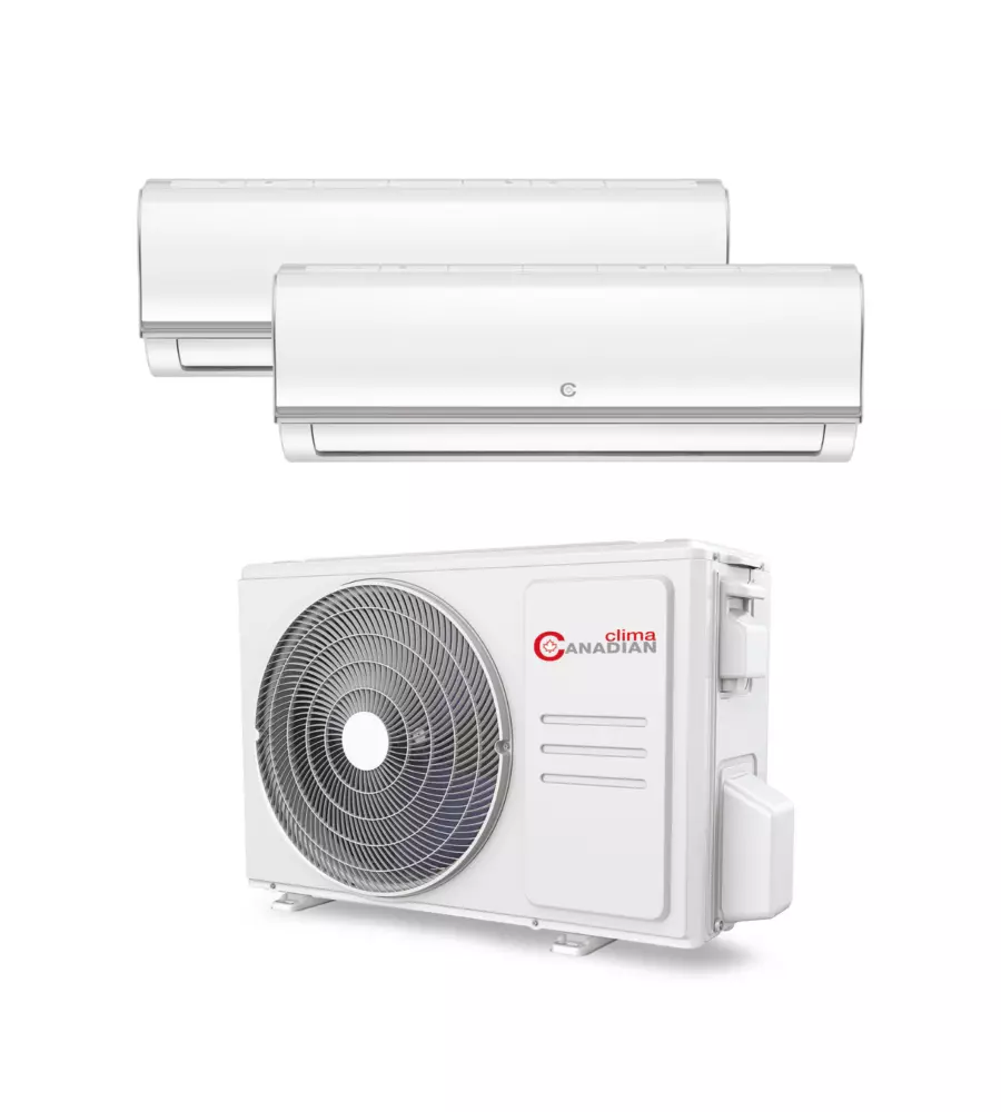 Climatizzatore caldo freddo canadian clima pompa di calore dualsplit  e unitÀ esterna 9000 + 12000 btu - installazione inclusa