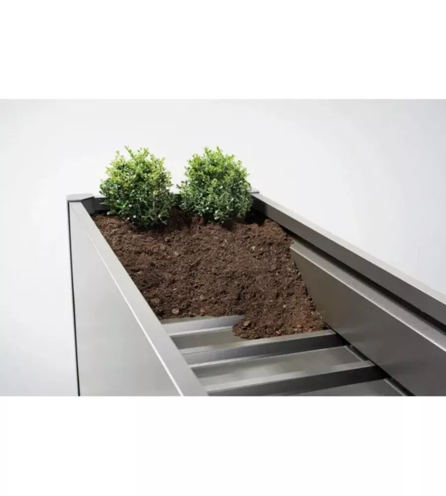 Fioriera da esterno biohort "belvedere midi 200" in acciaio zincato grigio quarzo metallizzato 201x53x61 cm