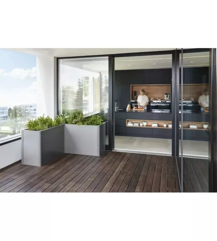 Fioriera da esterno biohort "belvedere midi 200" in acciaio zincato grigio quarzo metallizzato 201x53x61 cm