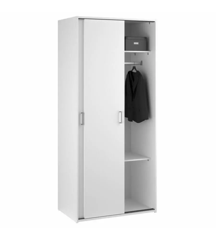 Armadio 2 ante scorrevoli "space" bianco 77,6x48,2x175,4 cm