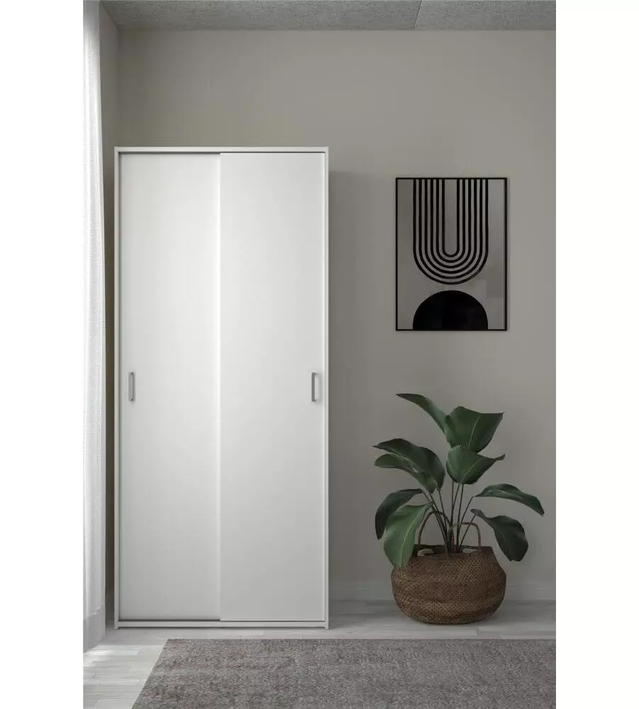 Armadio 2 ante scorrevoli "space" bianco 77,6x48,2x175,4 cm