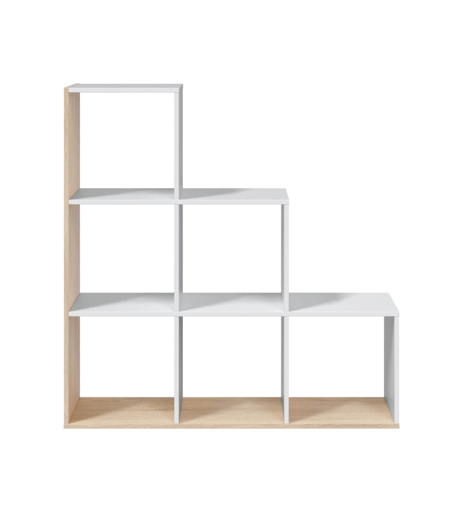 Libreria a scaletta bianco e quercia 108x28x110 cm