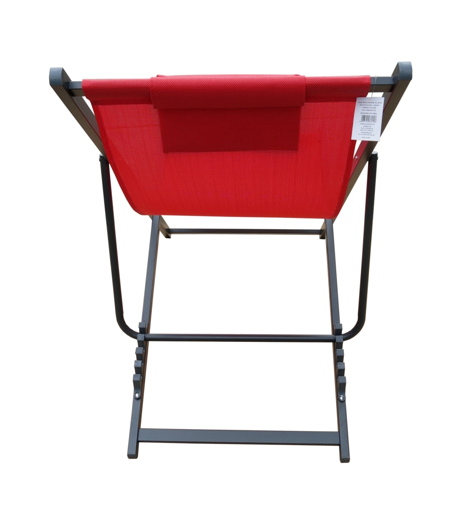 Spiaggina pieghevole regolabile eurogarden "relax" con cuscino in textilene rosso 100x60x95 cm