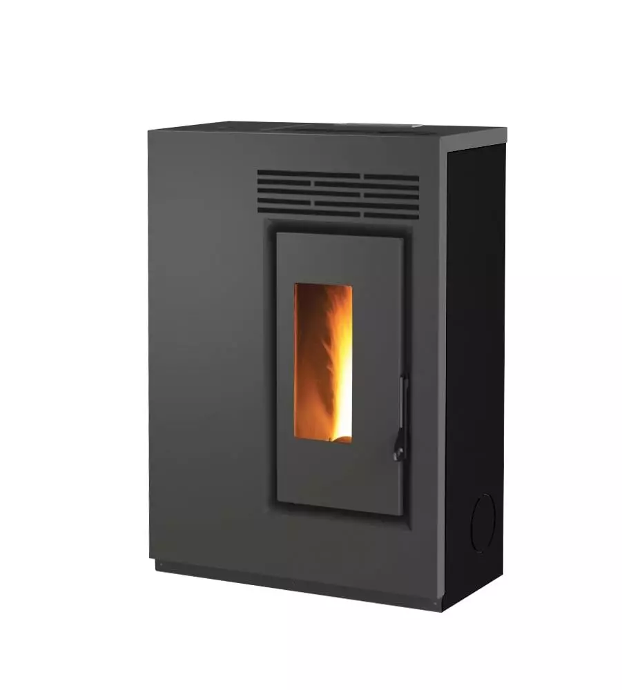 Stufa a pellet slim ventilata caris "fiore" nero 5,0 kw