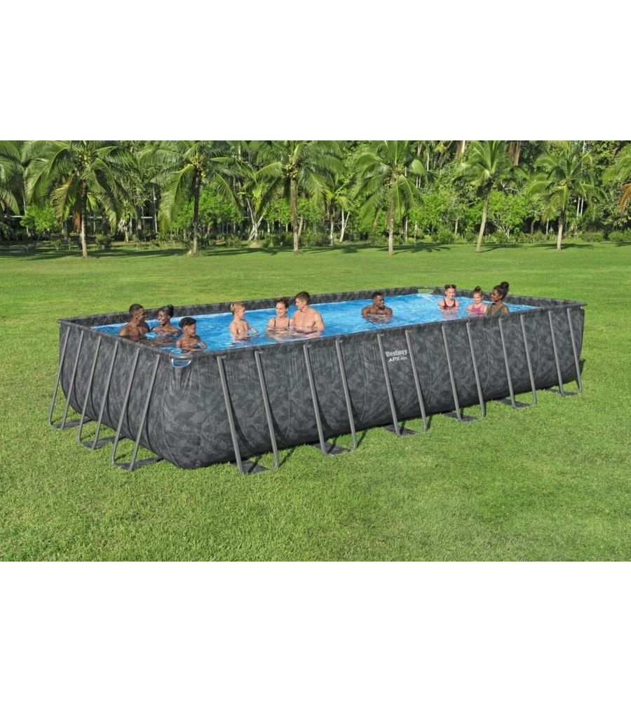 Piscina fuori terra con struttura bestway "apx 365" effetto marmo scuro 732x366x132 cm