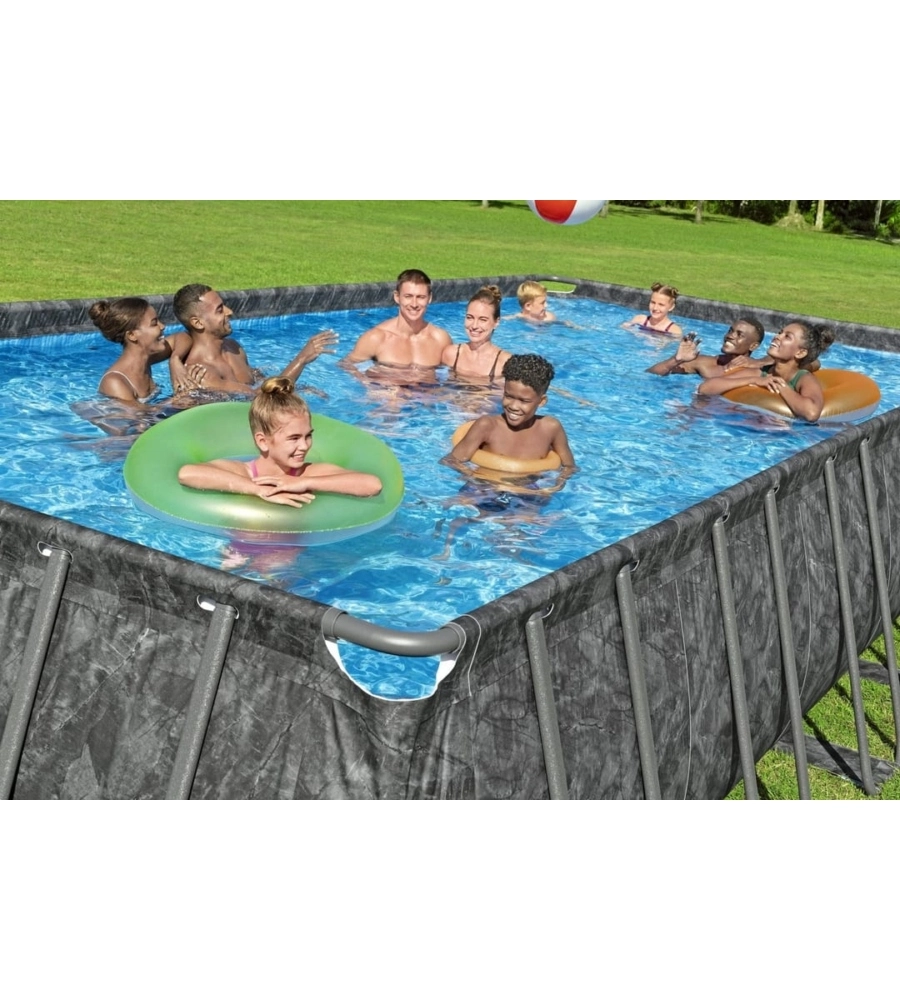 Piscina fuori terra con struttura bestway "apx 365" effetto marmo scuro 732x366x132 cm