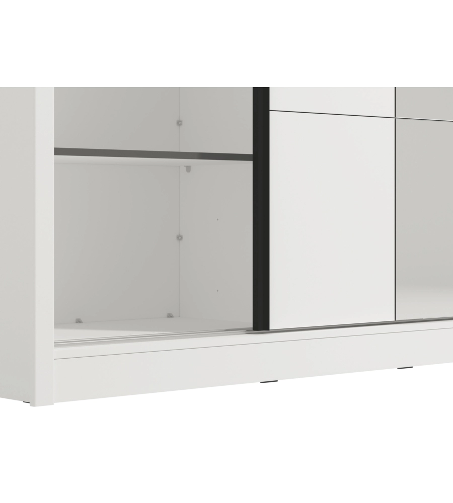 Armadio bellahome "alba" con 2 ante scorrevoli con specchio bianco, 180x59,8x215,5 cm