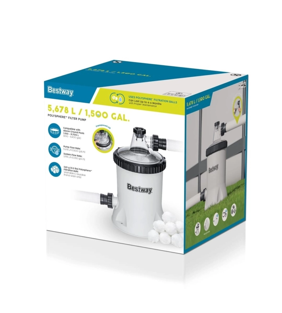 Pompa filtro per piscine da 5678 l/h bestway "polysphere"