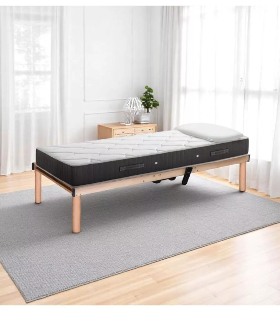 Kit rete a doghe wireless dormir con materasso e guanciale in memory 190x80 cm