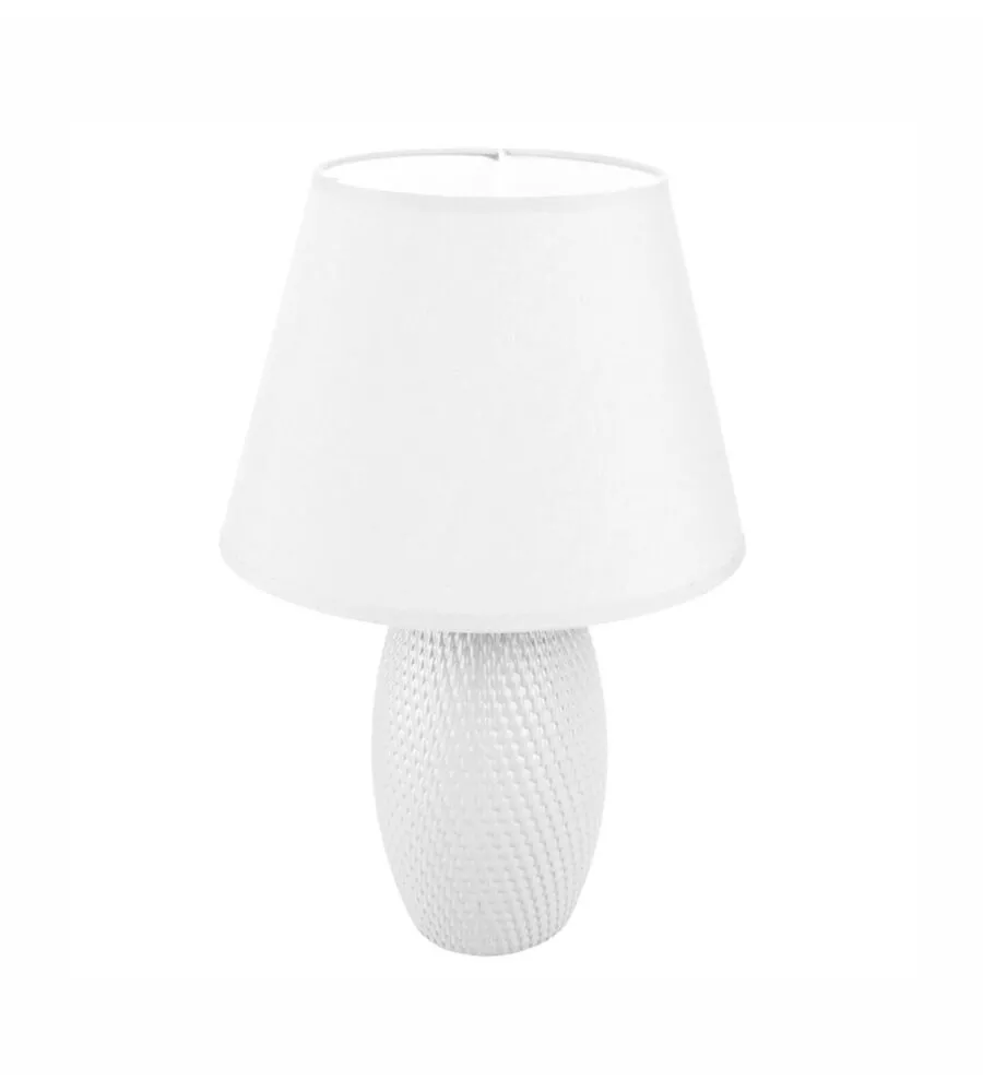 Lampada da tavolo "cottage" in ceramica bianca e14