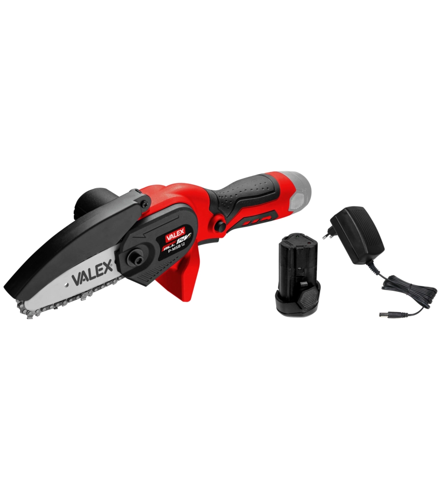 Potatore a catena a batteria valex "p-msb 12" barra 9.5 cm 12v 1,3ah