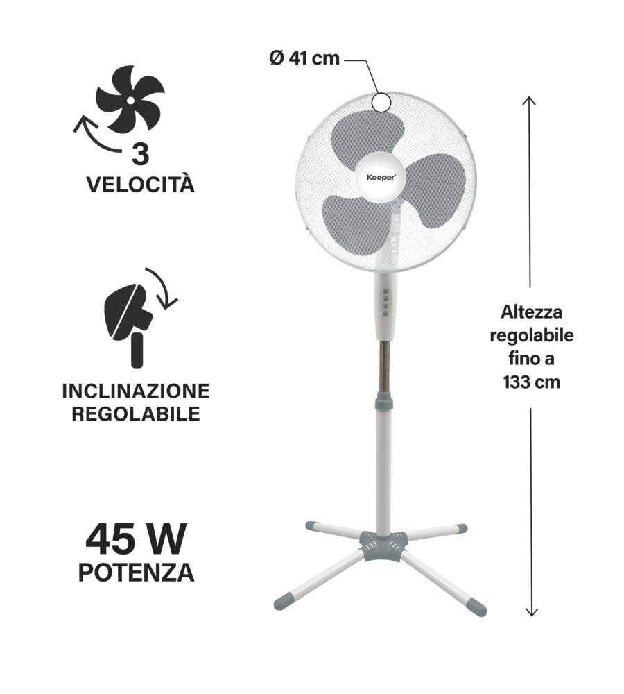 Ventilatore a piantana kooper "articfresh" bianco 45w