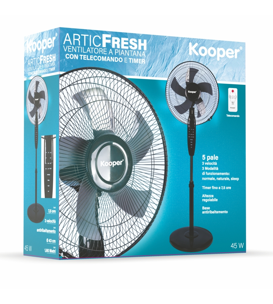 Ventilatore a piantana kooper nero 45w