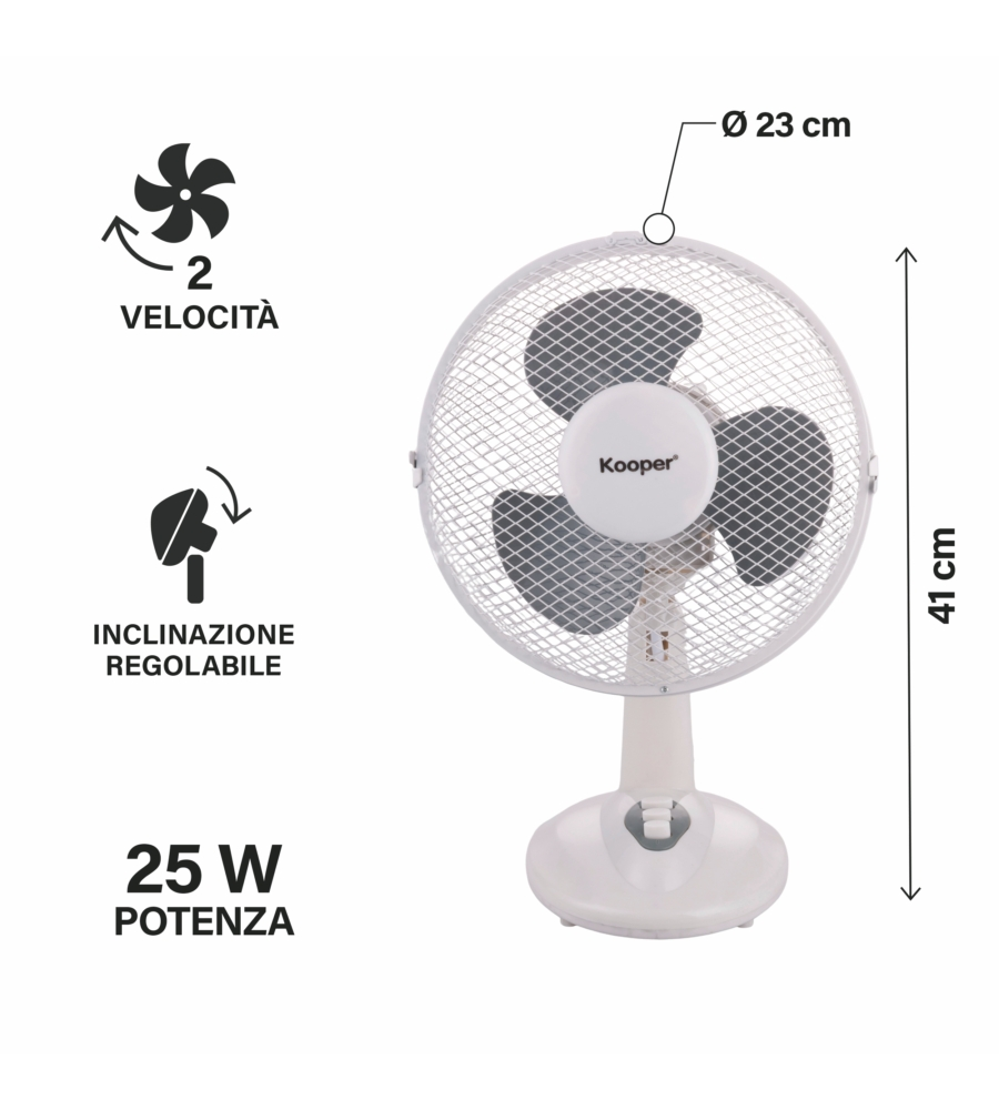 Ventilatore da tavolo kooper "articfresh" bianco 25w