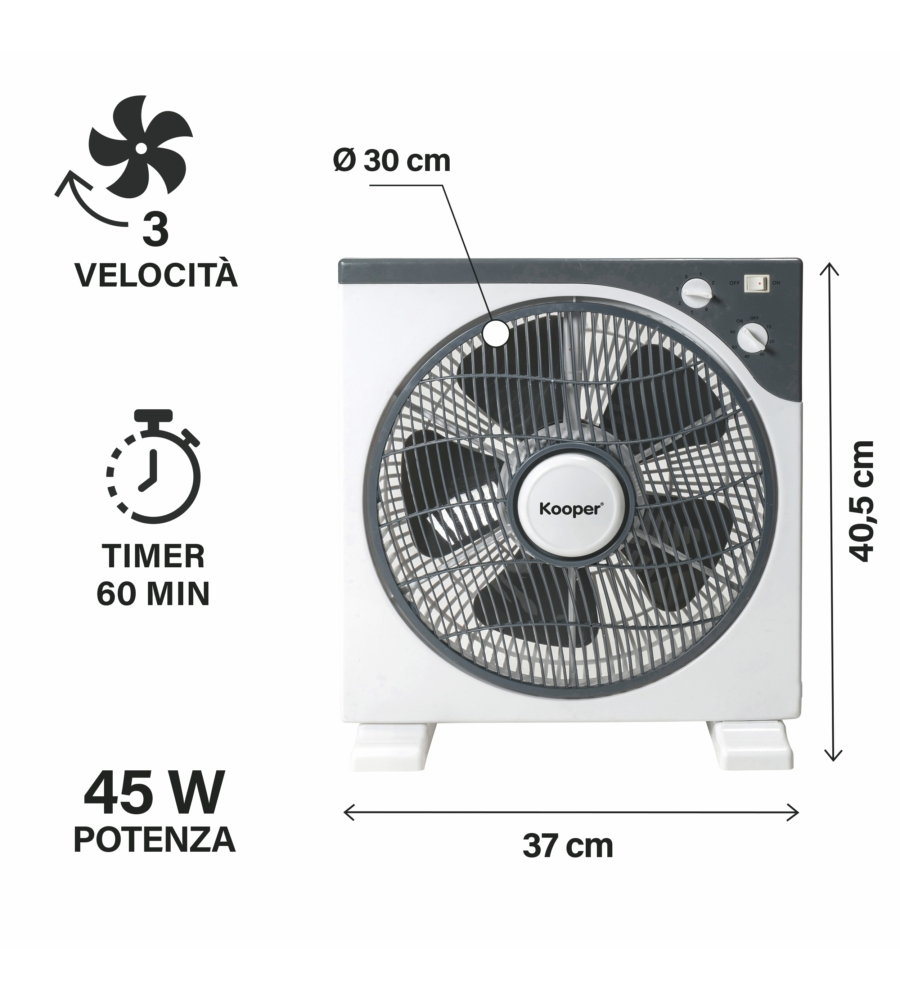 Ventilatore da tavolo kooper "articfresh" bianco 45w