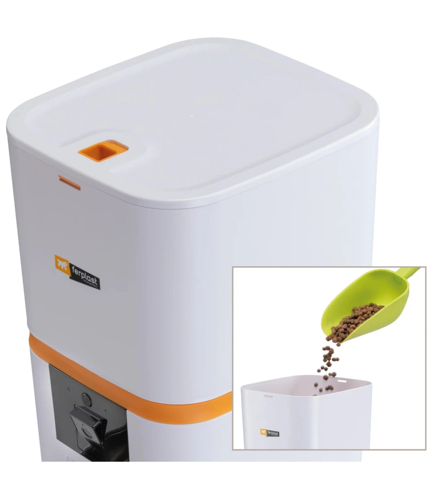 Distributore automatico di cibo cani e gatti ferplast "risto pet smart" bianco con controllo wi-fi