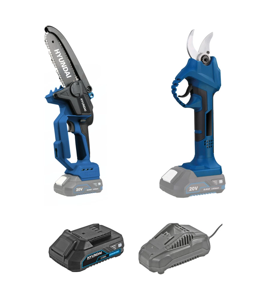 Kit potatura hyundai cesoia e seghetto con batteria 20v 2ah