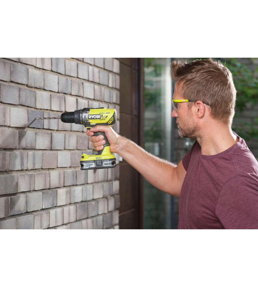 Kit trapano a percussione a batteria ryobi "r18pd3-140sa" con set punte 18v 4ah e caricabatterie